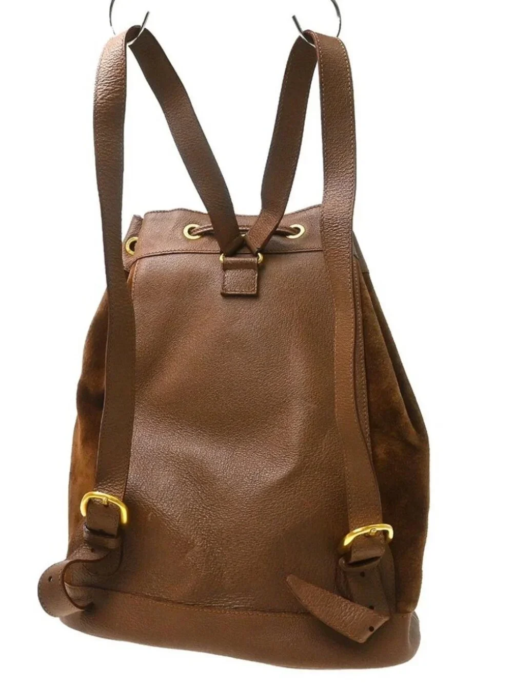 Gucci Brown Suede Bamboo Backpack